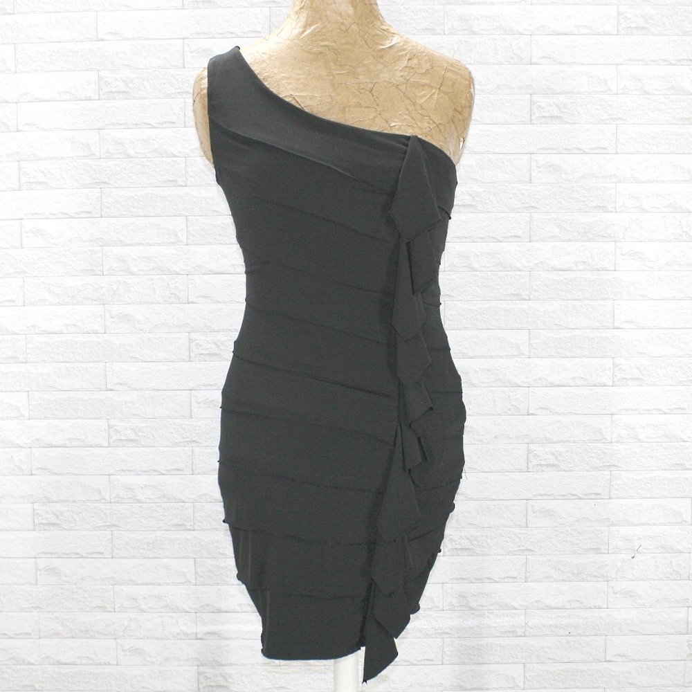 RUBY ROX Dress One Shoulder Ruffle Bodycon Homecoming Cocktail Party Black Small